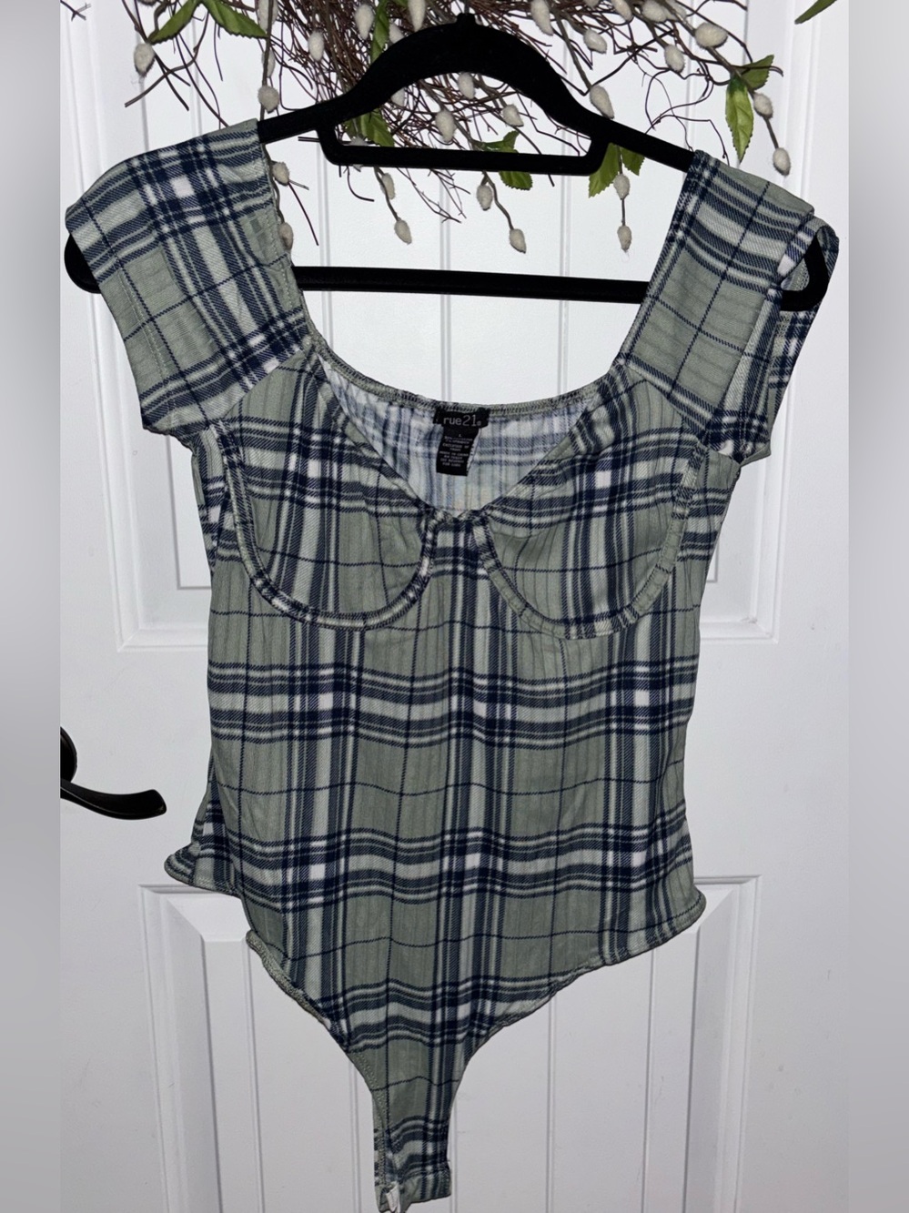 Rue21  Plaid Scoop Neck Bodysuit